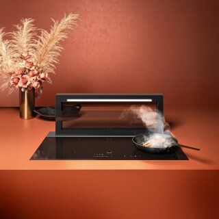 falmec Muldenlüfter Level One, 90 cm, Schwarz Glänzend, Abluft/Umluft, 103379