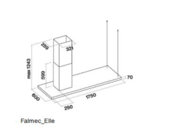 falmec Inselhaube Elle 175 cm, Schwarz, 102622