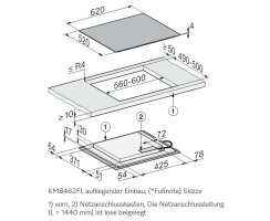 Miele Induktionskochfeld KM 8462 FL - 620 x 520 mm - flächenbündig