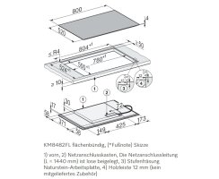 Miele Induktionskochfeld KM 8482 FL - 806 x 526 mm - flächenbündig