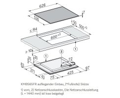 Miele Induktionskochfeld KM 8565 FR - 626 x 526 mm