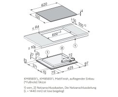 Miele Induktionskochfeld KM 8565 FL - 620 x 520 mm - flächenbündig