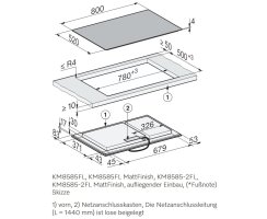 Miele Induktionskochfeld KM 8585 FL - 800 x 520 mm - flächenbündig