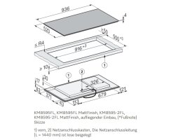 Miele Induktionskochfeld KM 8595 FL MattFinish - 936 x 520 mm - flächenbündig