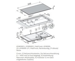 Miele Induktionskochfeld KM 8595 FL MattFinish - 936 x 520 mm - flächenbündig
