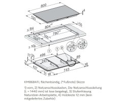 Miele Vollflächen-Induktionskochfeld KM 8684 FL - 800 x 520 mm - flächenbündig