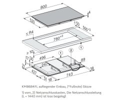 Miele Vollflächen-Induktionskochfeld KM 8685 FL - 800 x 520mm - flächenbündig