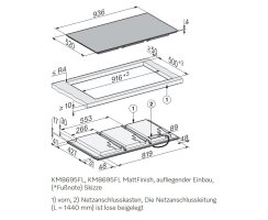 Miele Vollflächen-Induktionskochfeld KM 8695 FL Matt Finish - 936 x 520 mm - flächenbündig
