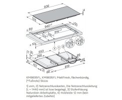 Miele Vollflächen-Induktionskochfeld KM 8695 FL Matt Finish - 936 x 520 mm - flächenbündig