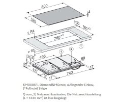 Miele Vollflächeninduktion KM 8885 FL Diamond - 800 x 520 mm - rahmenlos