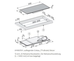 Miele Panorama-Induktionskochfeld KM 8575 FL - 916 x 408 mm - flächenbündig