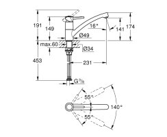 GROHE BauClassic 30575000 Einhand-Spültischbatterie, niedriger Auslauf, 1/2" Chrom