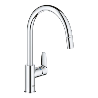 GROHE BauEdge 30536000 Einhand-Spültischbatterie, herausziehbar, hoher Auslauf, 1/2", Chrom