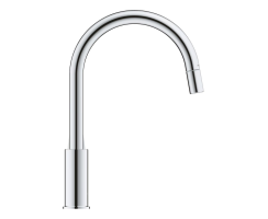 GROHE BauEdge 30536000 Einhand-Spültischbatterie, herausziehbar, hoher Auslauf, 1/2", Chrom