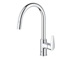 GROHE BauEdge 30536000 Einhand-Spültischbatterie, herausziehbar, hoher Auslauf, 1/2", Chrom