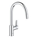 GROHE BauEdge 30536000 Einhand-Spültischbatterie, herausziehbar, hoher Auslauf, 1/2", Chrom