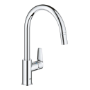 GROHE BauEdge 30536000 Einhand-Spültischbatterie, herausziehbar, hoher Auslauf, 1/2", Chrom
