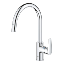 GROHE BauEdge 30536000 Einhand-Spültischbatterie, herausziehbar, hoher Auslauf, 1/2", Chrom