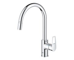 GROHE BauLoop 30543000 Einhand-Spültischbatterie, herausziehbar, hoher Auslauf, 1/2", Chrom