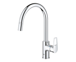 GROHE BauLoop 30543000 Einhand-Spültischbatterie, herausziehbar, hoher Auslauf, 1/2", Chrom