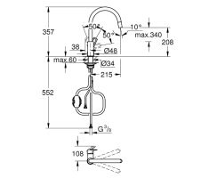 GROHE BauLoop 30543000 Einhand-Spültischbatterie, herausziehbar, hoher Auslauf, 1/2", Chrom