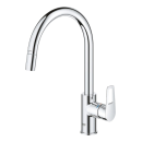 GROHE BauLoop 30543000 Einhand-Spültischbatterie, herausziehbar, hoher Auslauf, 1/2", Chrom