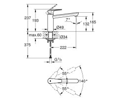 GROHE BauEdge 31693000 Einhand-Spültischbatterie, mittelhoher Auslauf, 1/2" Chrom