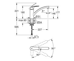 GROHE Eurosmart 30260003 Einhand-Spültischbatterie, niedriger Auslauf, 1/2" Chrom