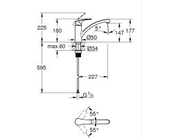 GROHE Eurosmart 30506000 Einhand-Spültischbatterie, niedriger Auslauf, 1/2" Chrom