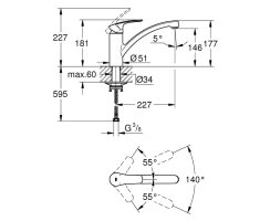 GROHE Eurosmart 332812433 Einhand-Spültischbatterie, niedriger Auslauf, 1/2" Schwarz - Matt Black