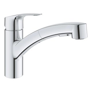 GROHE Eurosmart 30305001 Einhand-Spültischbatterie, herausziehbare Dual-Brause, Laminarstrahl, niedriger Auslauf, 1/2", Chrom