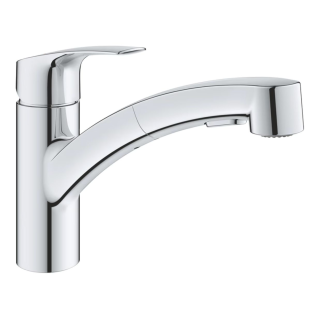 GROHE Eurosmart 30305001 Einhand-Spültischbatterie, herausziehbare Dual-Brause, Laminarstrahl, niedriger Auslauf, 1/2", Chrom