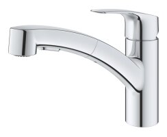 GROHE Eurosmart 30305001 Einhand-Spültischbatterie, herausziehbare Dual-Brause, Laminarstrahl, niedriger Auslauf, 1/2", Chrom