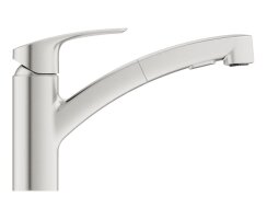 GROHE Eurosmart 30305DC1 Einhand-Spültischbatterie, herausziehbare Dual-Brause, Laminarstrahl, niedriger Auslauf, 1/2", Edelstahl - Supersteel