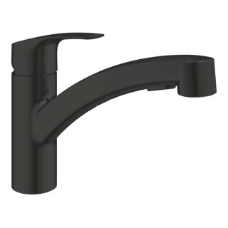 GROHE Eurosmart 303052431 Einhand-Spültischbatterie, herausziehbare Dual-Brause, Laminarstrahl, niedriger Auslauf, 1/2", Schwarz - Matt Black