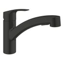 GROHE Eurosmart 303052431 Einhand-Spültischbatterie, herausziehbare Dual-Brause, Laminarstrahl, niedriger Auslauf, 1/2", Schwarz - Matt Black