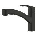 GROHE Eurosmart 303052431 Einhand-Spültischbatterie, herausziehbare Dual-Brause, Laminarstrahl, niedriger Auslauf, 1/2", Schwarz - Matt Black