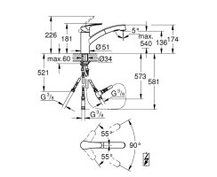 GROHE Eurosmart 1012310000 Niederdruck, Einhand-Spültischbatterie, herausziehbarer Dual-Brause, Laminarstrahl, niedriger Auslauf, 1/2", Chrom