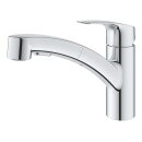 GROHE Eurosmart 1012310000 Niederdruck, Einhand-Spültischbatterie, herausziehbarer Dual-Brause, Laminarstrahl, niedriger Auslauf, 1/2", Chrom
