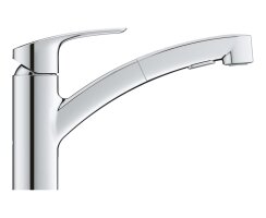 GROHE Eurosmart 1012320000 Vor-Fenster-Montage, Einhand-Spültischbatterie, herausziehbarer Dual-Brause, Laminarstrahl, niedriger Auslauf, 1/2", Chrom
