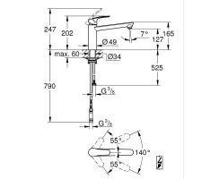 GROHE Eurosmart 1012330000 Niederdruck, Einhand-Spültischbatterie, mittelhoher Auslauf, 1/2", Chrom