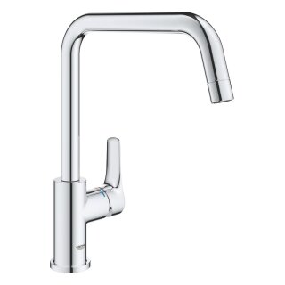 GROHE Eurosmart 30618000 Vor-Fenster-Montage, Einhand-Spültischbatterie, hoher U-förmiger Auslauf, 1/2", Chrom