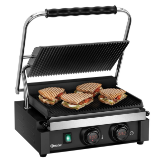 Bartscher Kontaktgrill "Panini-MDI" 1R S Grillfläche gerillt, Digital-Anzeige, 150127