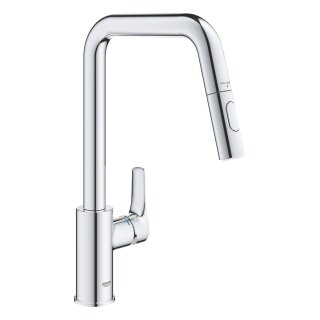 GROHE Eurosmart 30619000 Einhand-Spültischbatterie, herausziehbare Dual-Spülbrause, hoher Auslauf, 1/2", Chrom