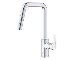 GROHE Eurosmart 30619000 Einhand-Spültischbatterie, herausziehbare Dual-Spülbrause, hoher Auslauf, 1/2", Chrom