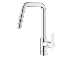 GROHE Eurosmart 30619000 Einhand-Spültischbatterie, herausziehbare Dual-Spülbrause, hoher Auslauf, 1/2", Chrom