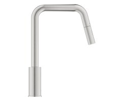 GROHE Eurosmart 30619DC0 Einhand-Spültischbatterie, herausziehbare Dual-Spülbrause, hoher Auslauf, 1/2", Edelstahl-Optik - Supersteel