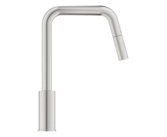 GROHE Eurosmart 30619DC0 Einhand-Spültischbatterie, herausziehbare Dual-Spülbrause, hoher Auslauf, 1/2", Edelstahl-Optik - Supersteel
