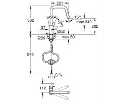 GROHE Eurosmart 30619DC0 Einhand-Spültischbatterie, herausziehbare Dual-Spülbrause, hoher Auslauf, 1/2", Edelstahl-Optik - Supersteel