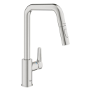 GROHE Eurosmart 30619DC0 Einhand-Spültischbatterie, herausziehbare Dual-Spülbrause, hoher Auslauf, 1/2", Edelstahl-Optik - Supersteel